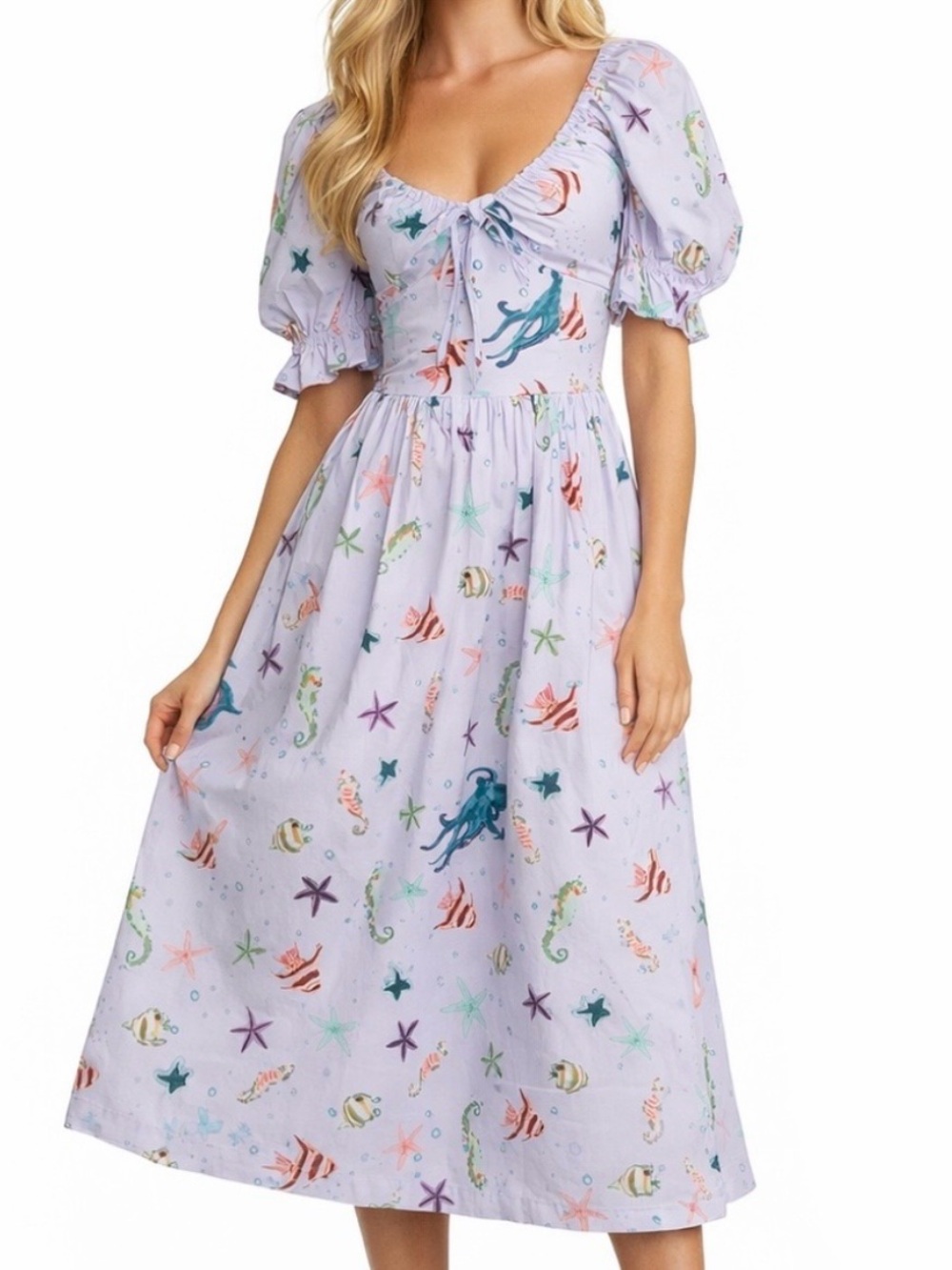 Hill House Lilac Sea Creature Tie-Front Dress
